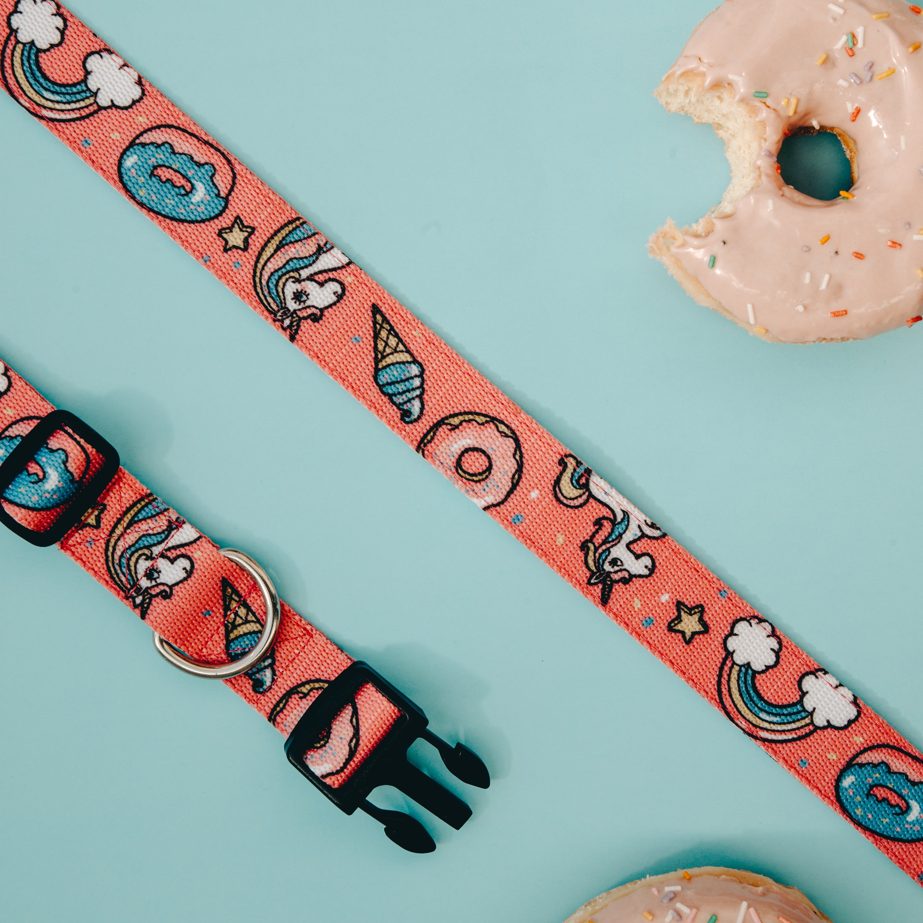 Dog Unicorn collar,  quality nylon webbing our patterns are printed into the nylon, making our Collars as resistant as colorful. 